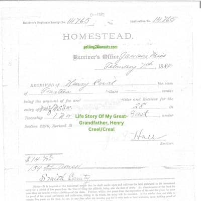 Land Agreement used in My Post "The Life Story of Henry and Amanda Creal/Creel, My Great-Grandparents."