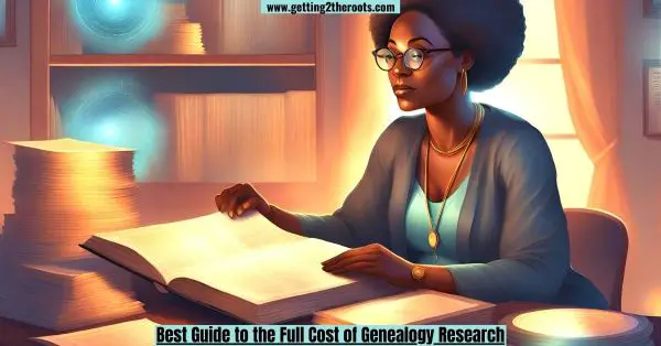 image of a lady looking at recodes representing  Cost of Genealogy Research.