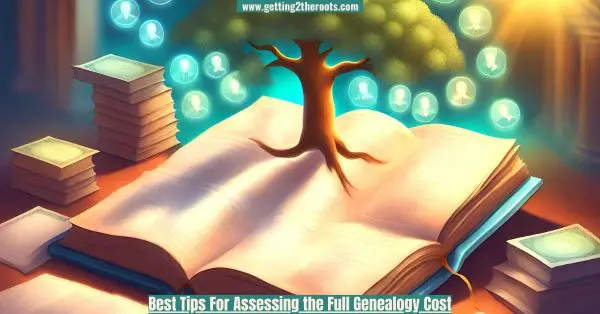 Image of a tree on paper records representing Genealogy Cost.