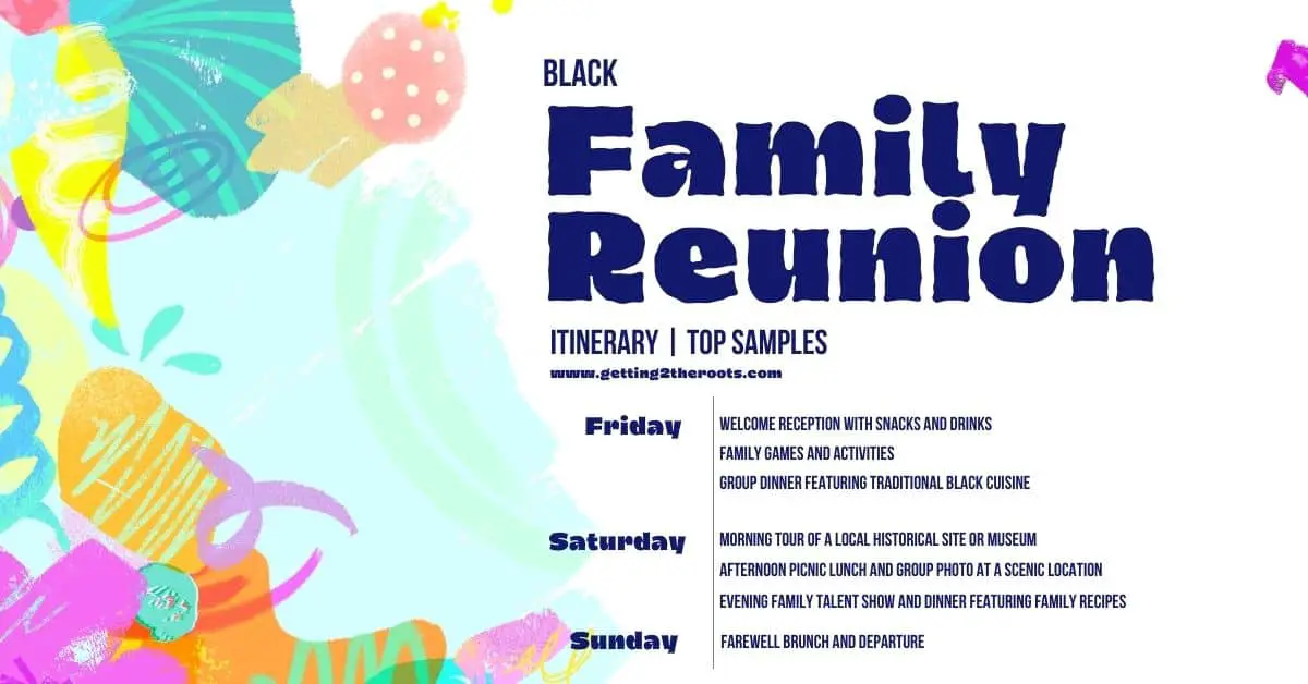 A sampe black family reunion itinerary was use in my article.