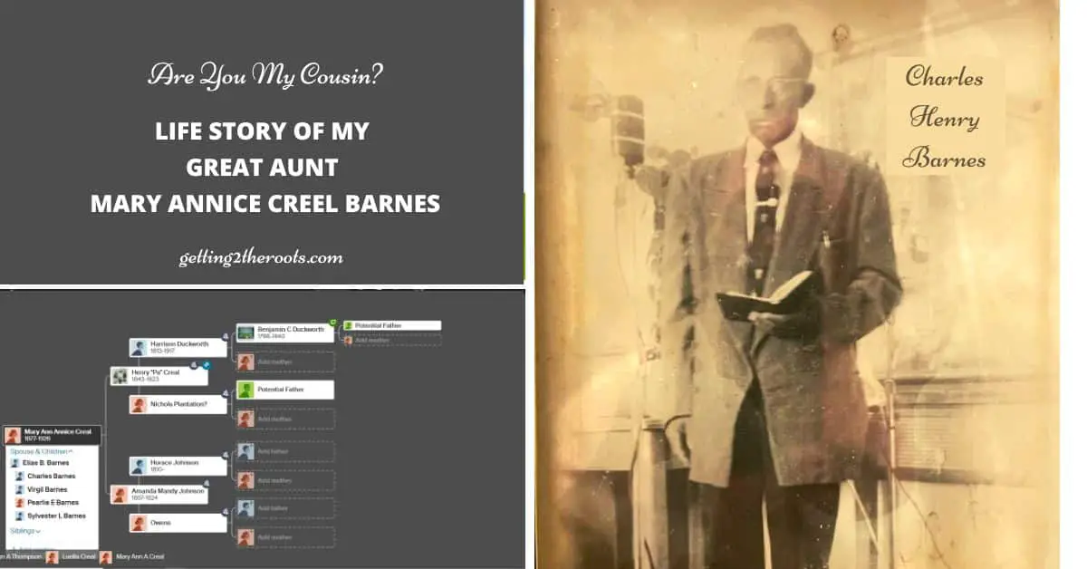 Photo of Charles Henry Barnes used in my article "Life Story Great Aunt, Mary Annice Creel Barnes."