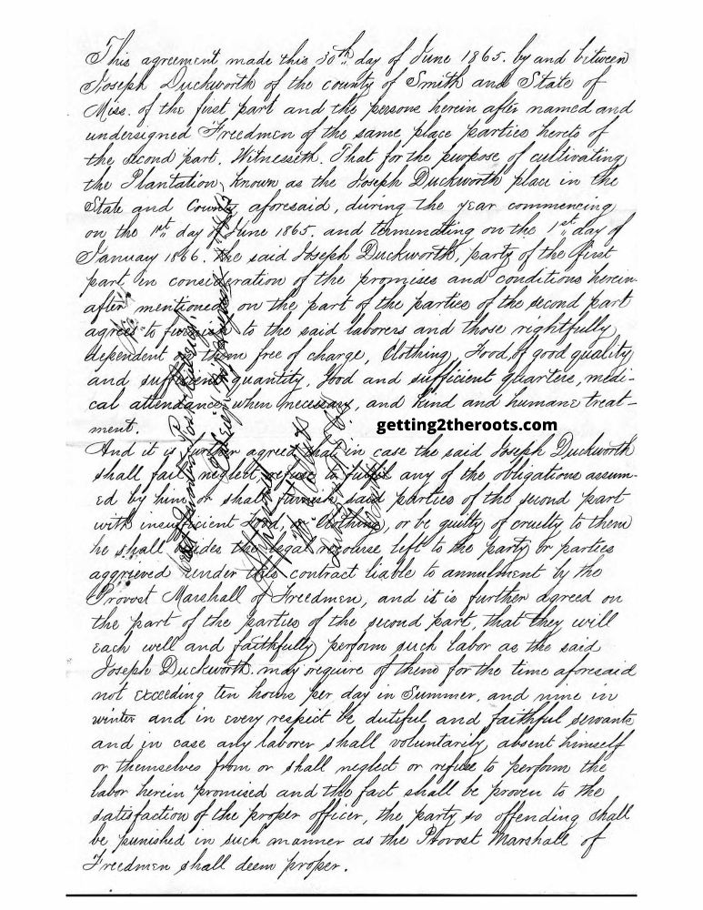 The freedman contract of Harrison Duckworth represents a window into the lived experiences of the enslaved in Covington, Smith, and Jones Counties in Mississippi.