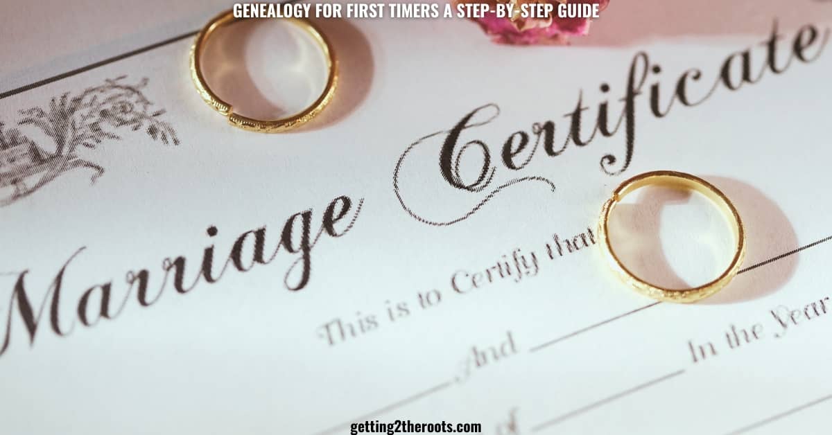 An image of a marriage certificate represents my article, Genealogy for First Timers A Step-by-Step Guide.