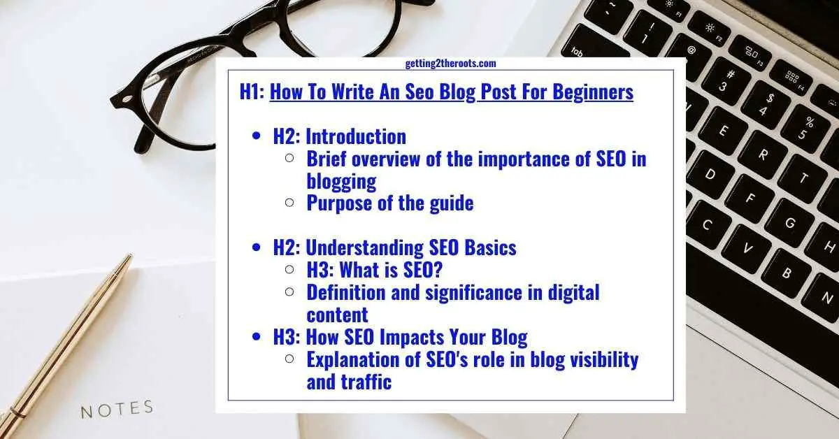 Image displaying Heading Titles representing Seo Blog Post For Beginners.