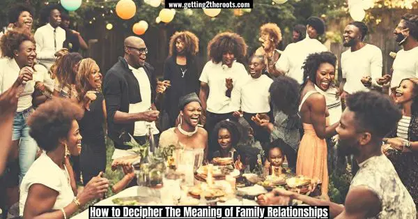 Image of a family at a function representing the meaning of Family relationships.