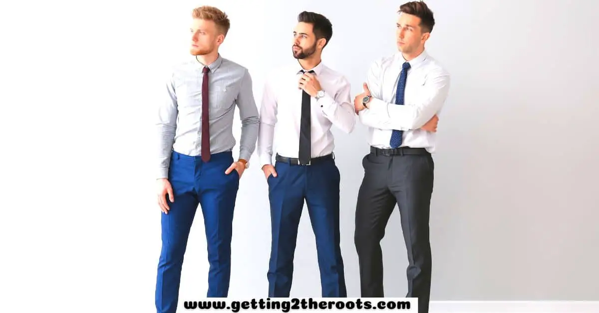 An image of three men in semi-formal wear use in my post How To Dress for A Family Reunion | Tips for All Ages.