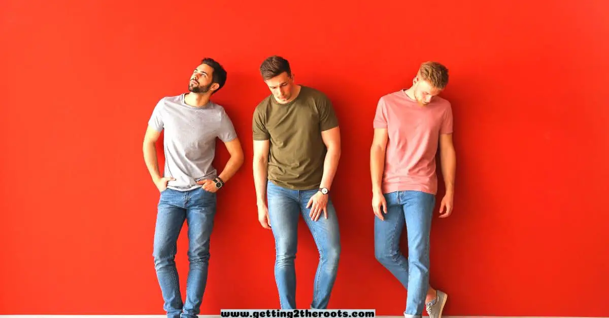 An image of three men in jeans was used in my post How to Dress for A Family Reunion | Tips for All Ages.