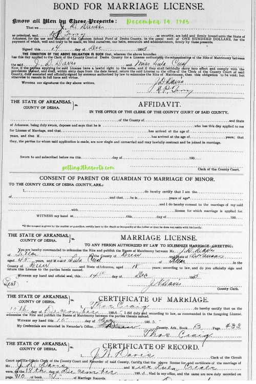 Luella's marriage record was used in my article "The Life Story of My Great Aunt, Luella Creal Davis Barnes."