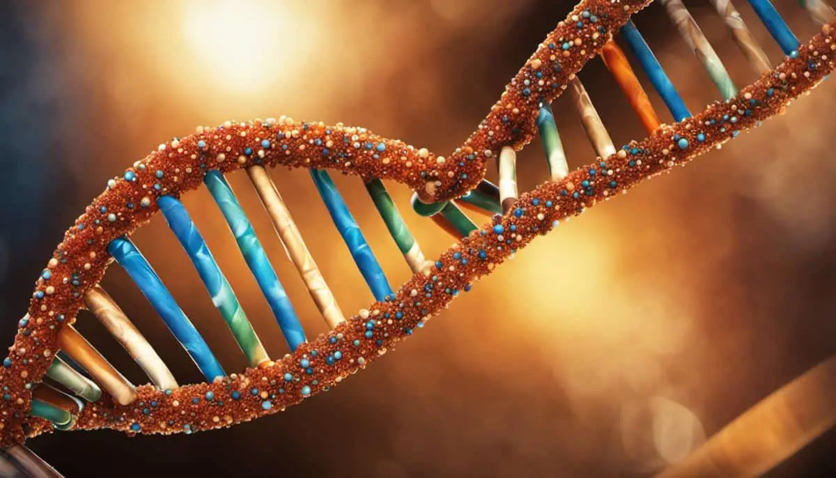 A close-up image of a DNA helix, symbolizing the genetic heritage and diversity within the African American population.