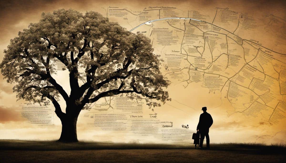 Image of a tree and figure representing my article New Era: AI Chatbots For Genealogy Research.