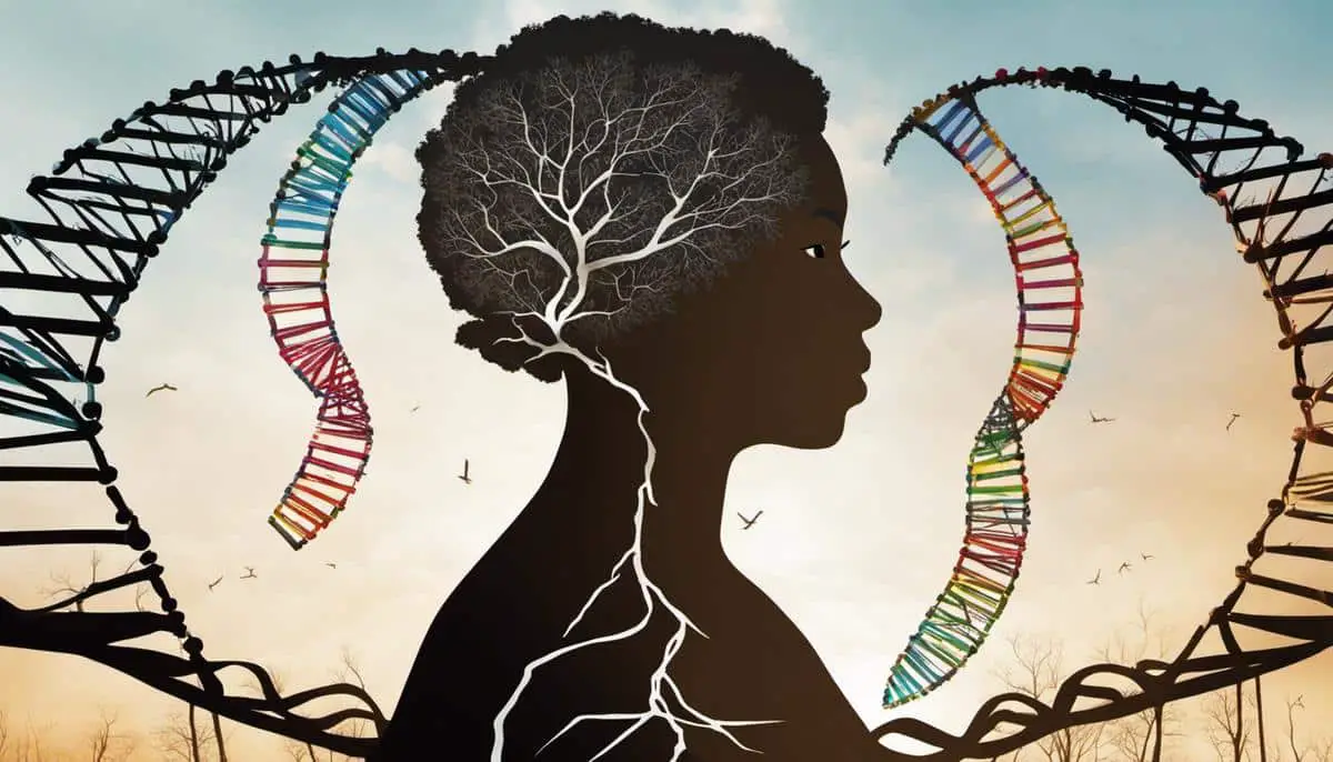 Image of DNA and a figure representing DNA Tests for African Americans.