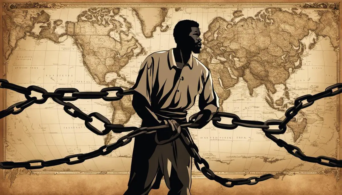 Image of a blackman in chains used in my article How to Uncover Slave Genealogy | A Guided Journey.