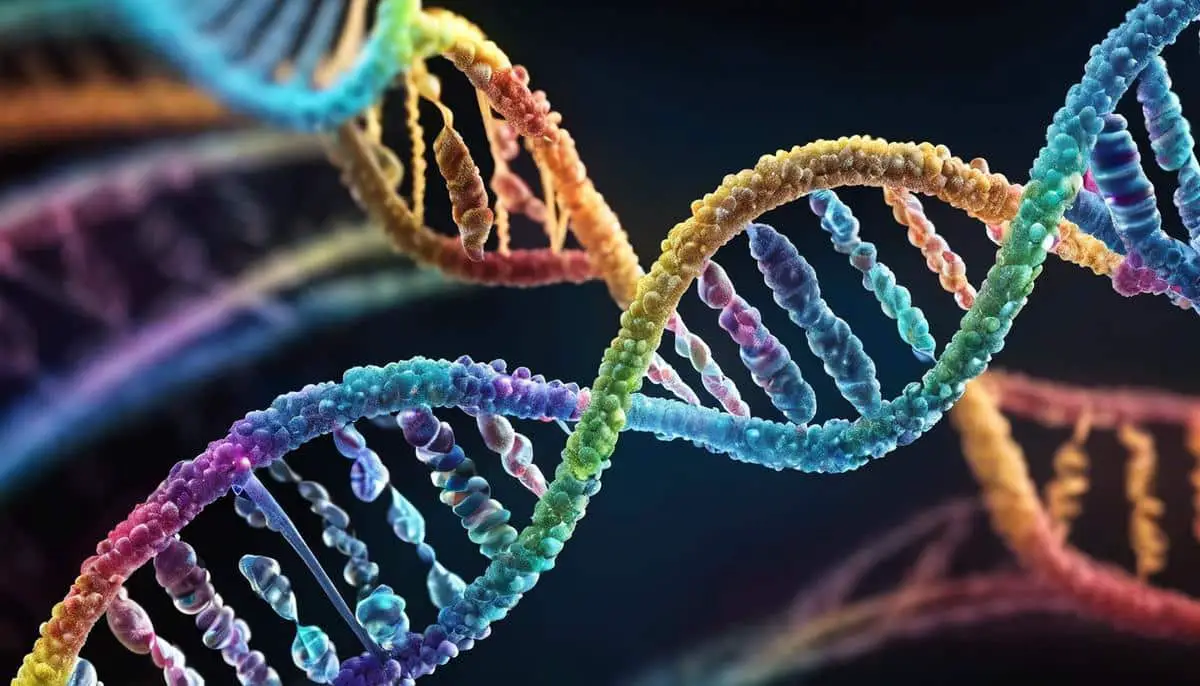 An image depicting a DNA double helix, symbolizing r Ancestry Ethnicity Results.